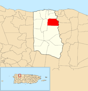 Location of Zanja within the municipality of Camuy shown in red