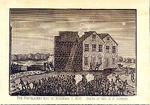 "The Pro-Slavery Riot on November 7, 1837. Death of Rev. E. P. Lovejoy."