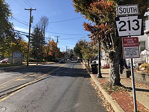 2022-11-02 13 26 05 View south along Pennsylvania State Route 213 (Maple Avenue) just south of Pennsylvania State Route 413 (Pine Street) in Langhorne, Bucks County, Pennsylvania