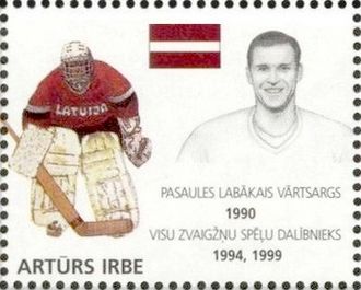 Artūrs Irbe 2000 stamp of Latvia 2