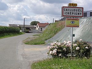 Caillouël-Crépigny (Aisne) city limit sign