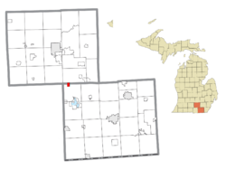 Location within Jackson County (top) and Lenawee County (bottom)