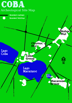 Map of the Cobá archeological site.