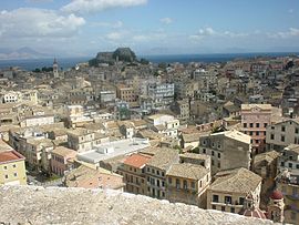 Old Fort, Corfu City, as seen from the top of the New Fort.