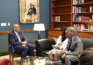 Cory Booker with Gwen Carr and Al Sharpton