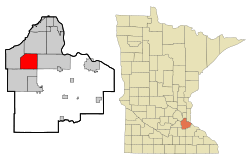 Location of the city of Apple Valleywithin Dakota County, Minnesota