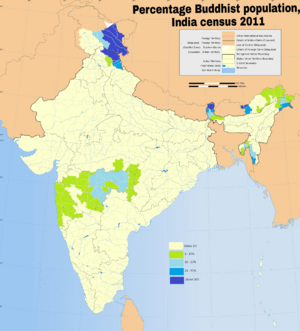 District wise Buddhist population percentage, India census 2011