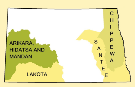 Early Indian treaty territories, North Dakota - an overview map