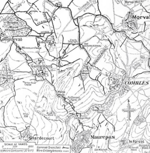 German defensive lines, vicinity of Delville Wood, Maurepas, Morval, July-September 1916