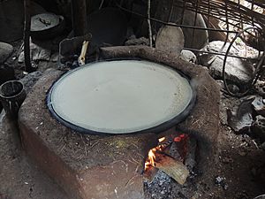 Injera stove .. and fresh Injera being cooked