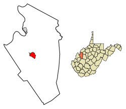 Location of Ripley in Jackson County, West Virginia.