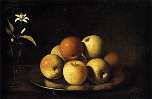 Juan de Zurbarán - Still-Life with Plate of Apples and Orange Blossom - WGA26082