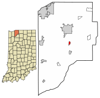 Location of Kingsbury in LaPorte County, Indiana.