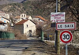 The entrance to the village in Le Saix