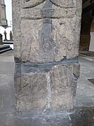Leeds Cross, panel Aiv (north face, bottom panel), depicting a figure with a sword on the right hand and a bird on the left shoulder.