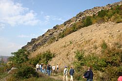 Exposure of the Shawangunk Formation at Lehigh Gap, facing north, 2006