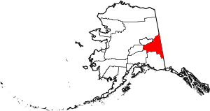 Map of Alaska highlighting Southeast Fairbanks Census Area
