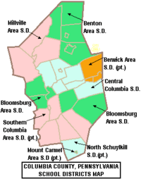 Map of Columbia County Pennsylvania School Districts
