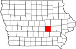 State map highlighting Poweshiek County