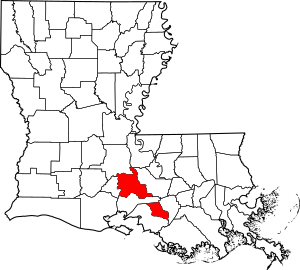 Map of Louisiana highlighting Saint Martin Parish