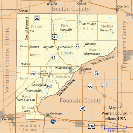 Map of Warren County, Indiana