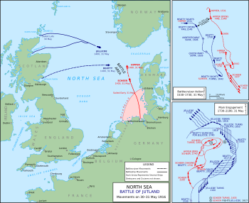 Map of the Battle of Jutland, 1916