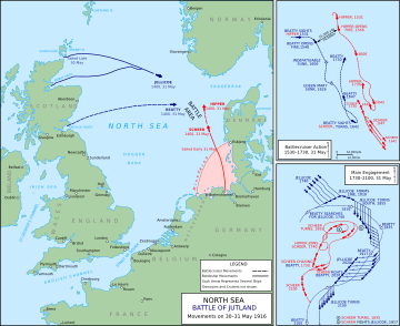 Map of the Battle of Jutland, 1916