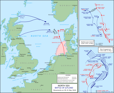 Map of the Battle of Jutland, 1916
