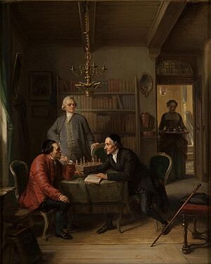 Moritz Daniel Oppenheim--Lavater and Lessing Visit Moses Mendelssohn--1856--Magnes Collection