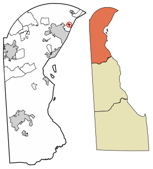 Location of Bellefonte in New Castle County, Delaware.