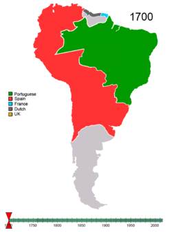 Non-Native American Nations Control over South America 1700 and on