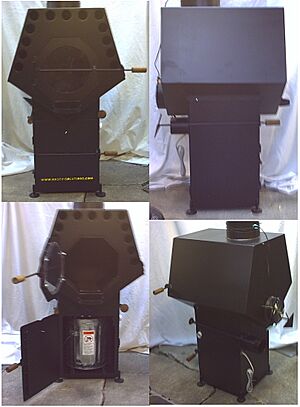 Pentagonal self cleaning wood stove