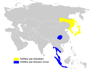 Phylloscopus coronatus distribution map.png