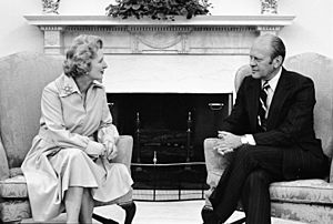 President Gerald Ford Meeting with Great Britain's Conservative Party Leader Margaret Thatcher in the Oval Office