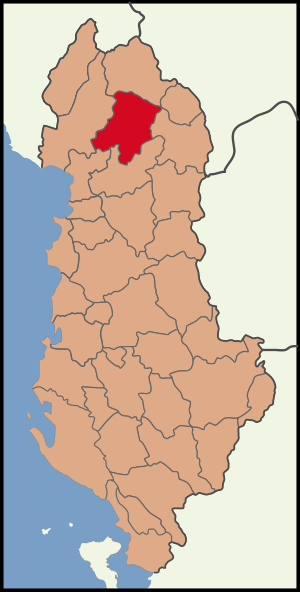 Map showing Pukë District within Albania