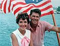 Ronald Reagan and Nancy Reagan aboard a boat in California 1964
