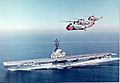 SH-3A Sea Kings of HS-6 flying over USS Kearsarge (CVS-33) c1963