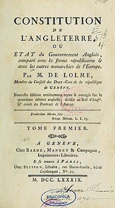 Title page of Constitution de l'Angleterre (1789)