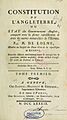 Title page of Constitution de l'Angleterre (1789)