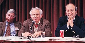 Updike, Mailer, Doctorow at the PEN Congress, cropped
