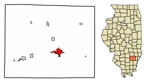 Location of Fairfield in Wayne County, Illinois.