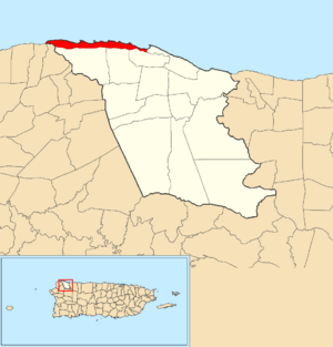 Location of Bajura within the municipality of Isabela shown in red