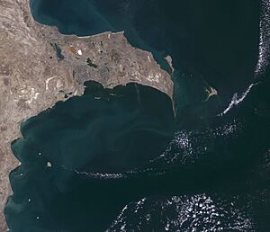 Baku, Azerbaijan, satellite image, LandSat-5, 2010-09-06