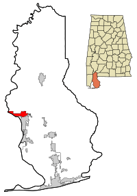 Baldwin County Alabama Incorporated and Unincorporated areas Spanish Fort Highlighted.svg