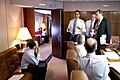 Barack Obama meets his staff in Air Force One Conference Room