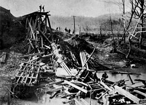 Wreckage of the Buffalo Creek Trestle at Winona in 1915
