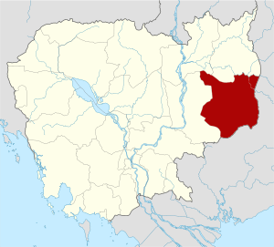 Map of Cambodia highlighting Mondulkiri
