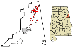 Location of Edwardsville in Cleburne County, Alabama.