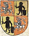 Coat of arms of Vytautas the Great with a standing knight of Kęstutaičiai and Lithuanian Vytis (Waykimas), used during the Council of Constance from 1414 to 1418 (cropped)