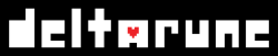 The word "deltarune" in a pixelated font, with a heart replacing the hole of the letter "a"